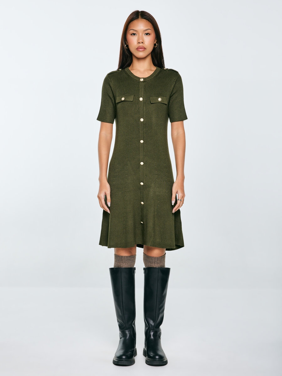 Big Star Šaty Z Viskózy Khaki Dilara 303 Xs