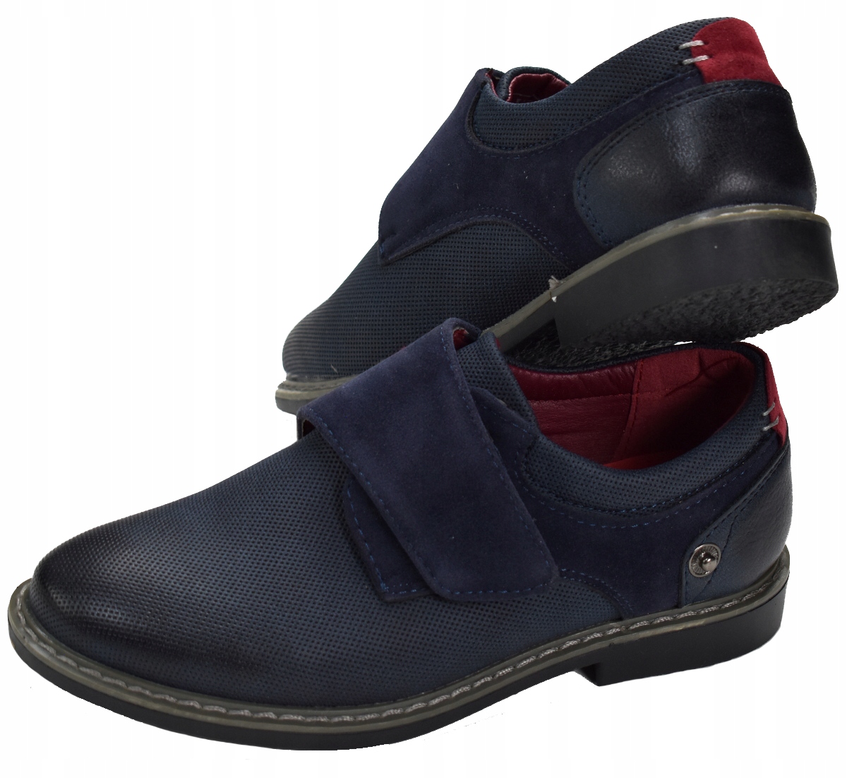 VICO Granatowe PÓŁBUTY Wizytowe Rzepy 20 cm - 29