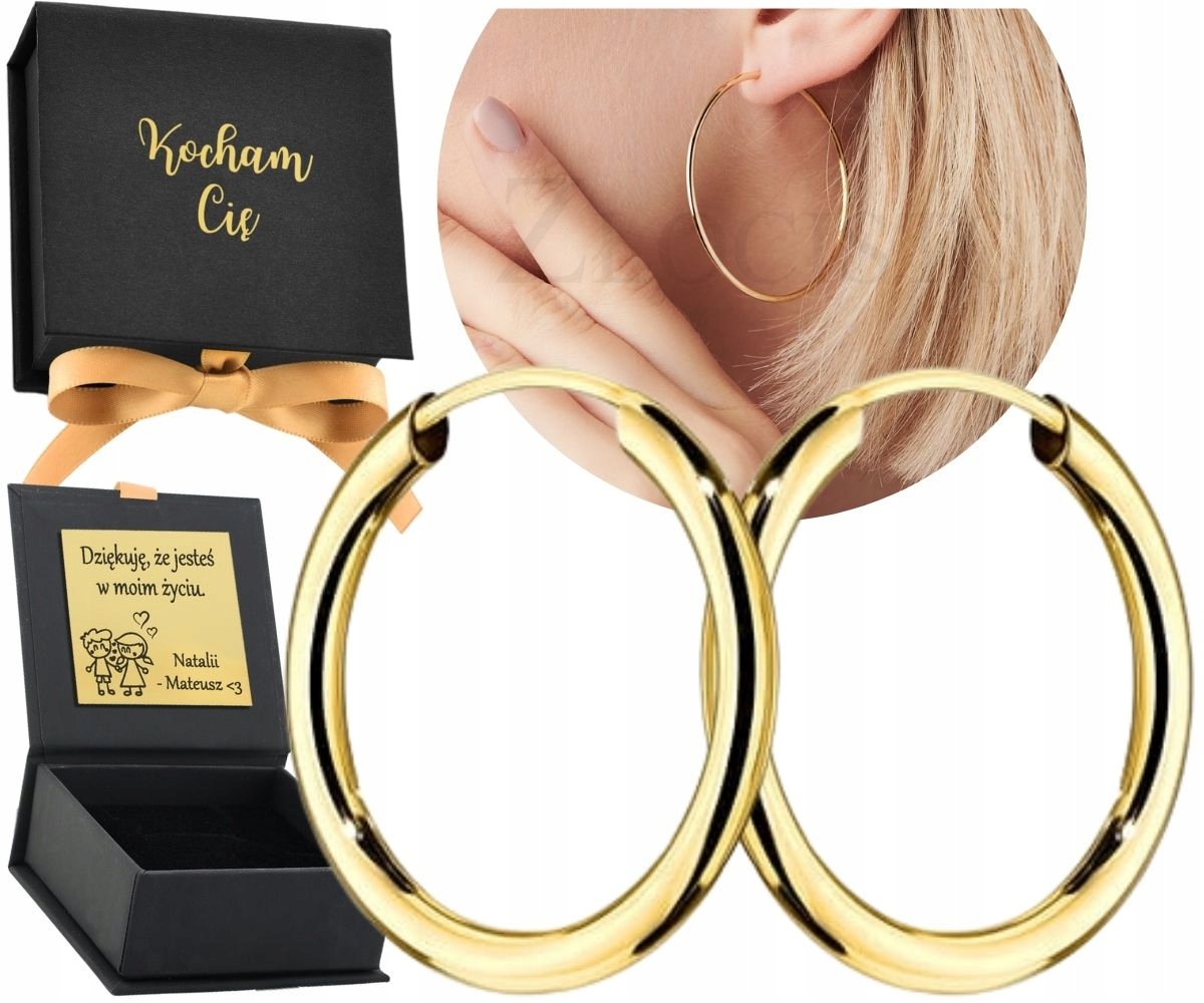 Zlaté Kruhové Náušnice Hladké 5 cm 50 Mm 585 Na Dárek S Gravírováním