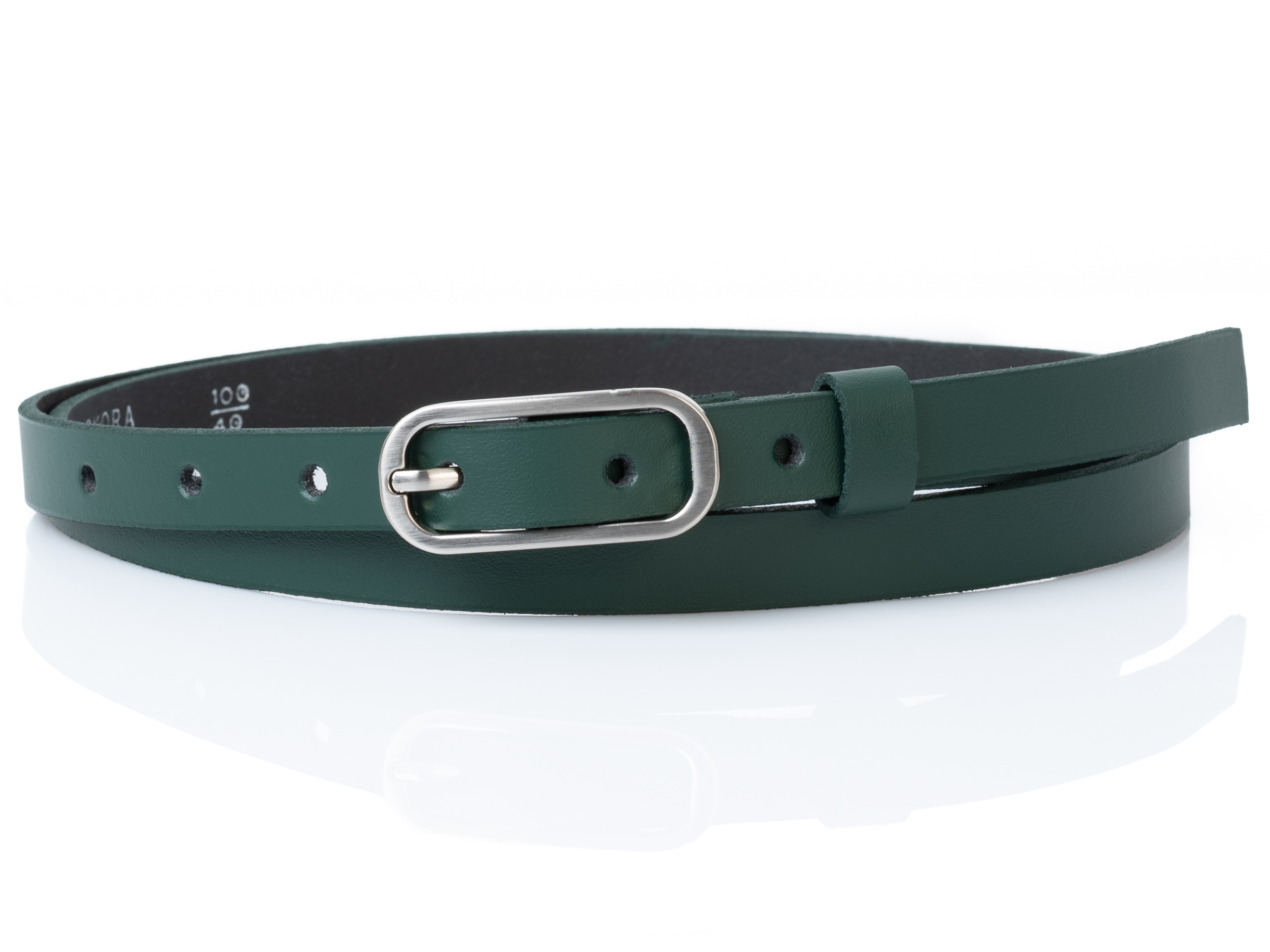 

Wąski pasek skórzany Zielony 1,5cm | M