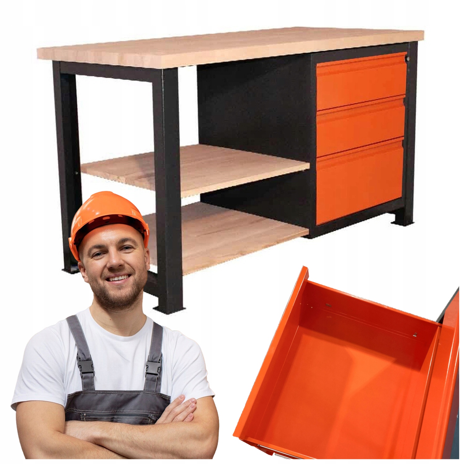 STÓŁ WARSZTATOWY WYTRZYMAŁY 145x68x83 ROBOCZY METALOWY MOCNY P-1422