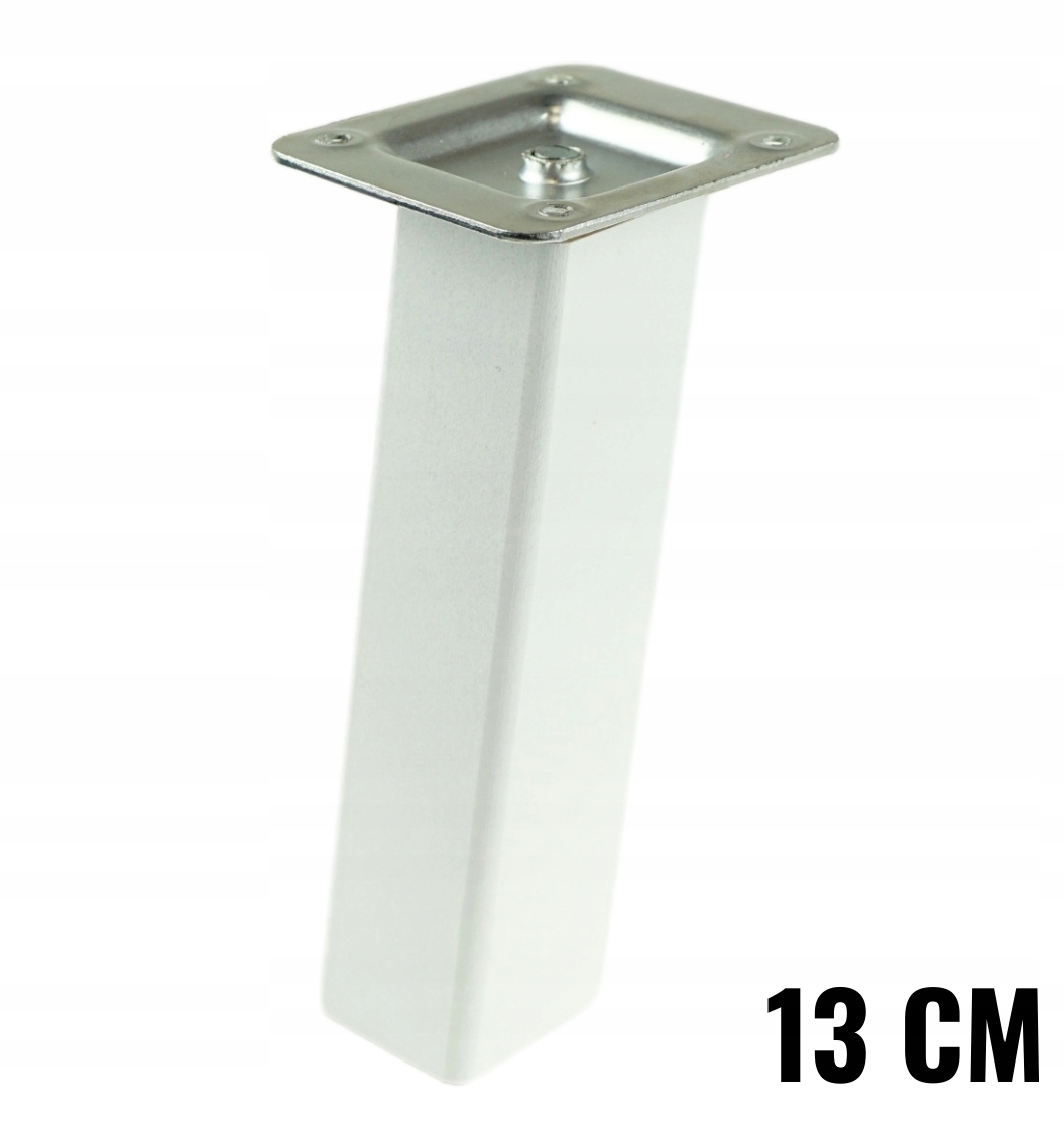 

Nóżka skośna buk biała 13 cm, kwadrat z blachą