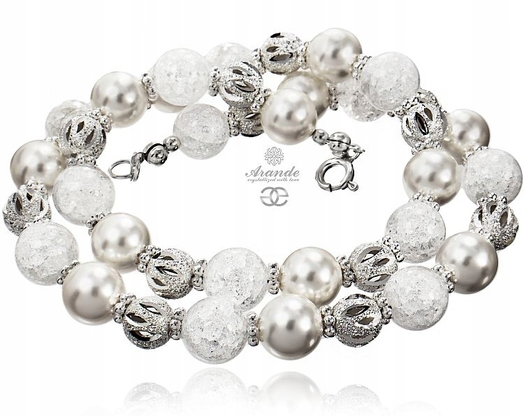 Krystaly Krásný náhrdelník Crystal White Stříbro