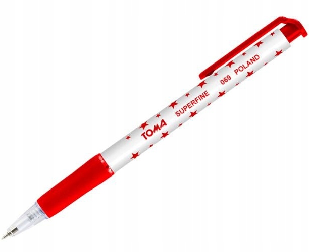 

Długopis Toma w Gwiazdki klikany czerwony TO-069