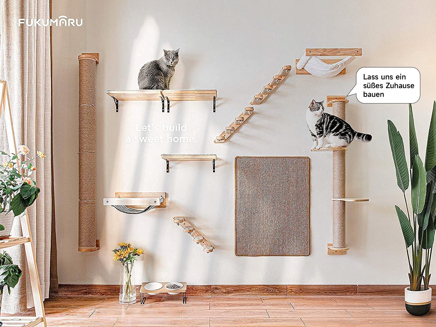 FUKUMARU DRAPAK DLA KOTA NA ŚCIANĘ SŁUPEK DO DRAPANIA 93CM — miniatura 5