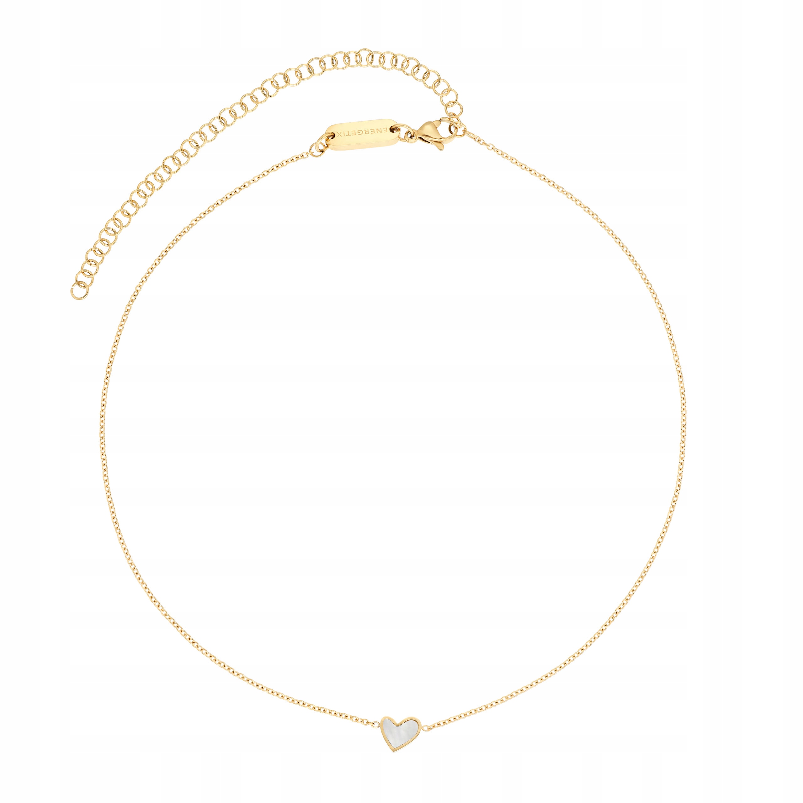 Jemný zlatý náhrdelník s perlovým srdcem, magnetický, vyrobený z oceli