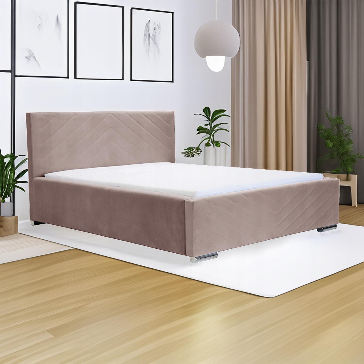Čalouněná postel s úložným prostorem Cool 180x200 Světle růžová