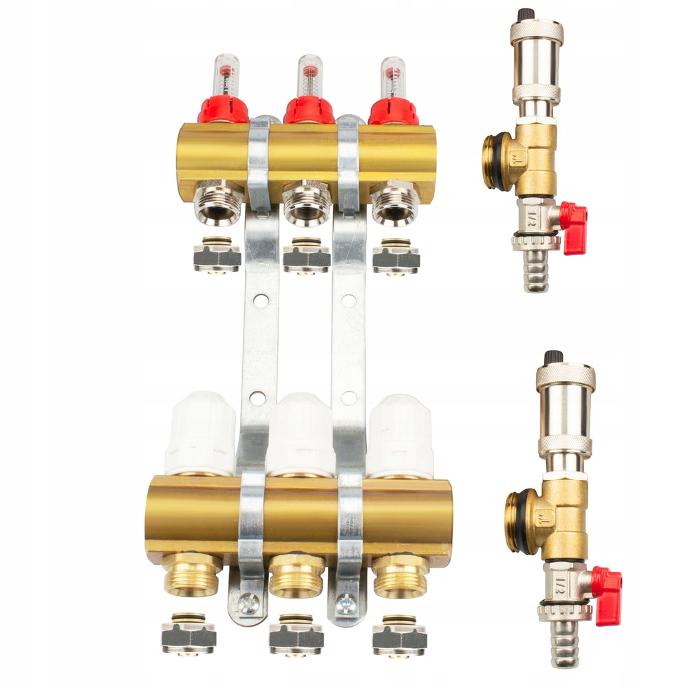 

Rozdzielnia podłogowa 3 Sekcje Obwody mosiężna