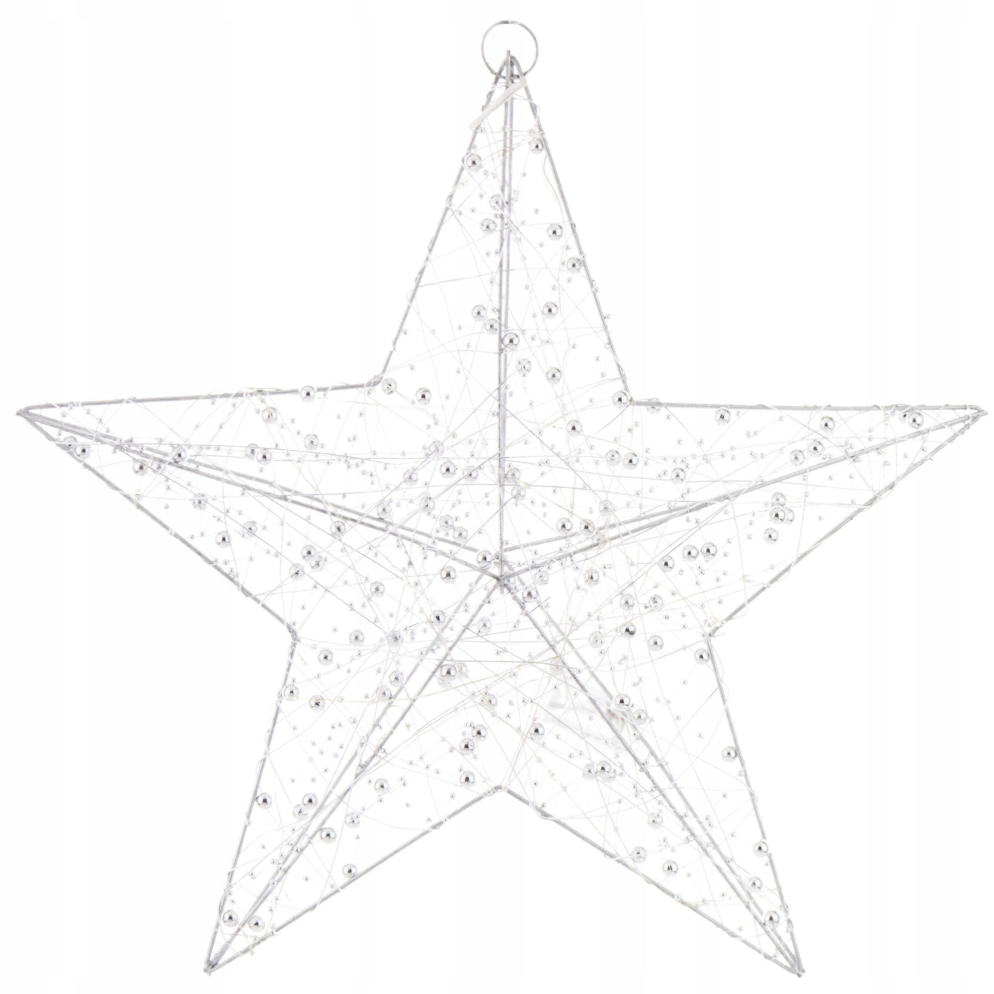 WISZĄCA OZDOBA SREBRNA GWIAZDA LED 40CM