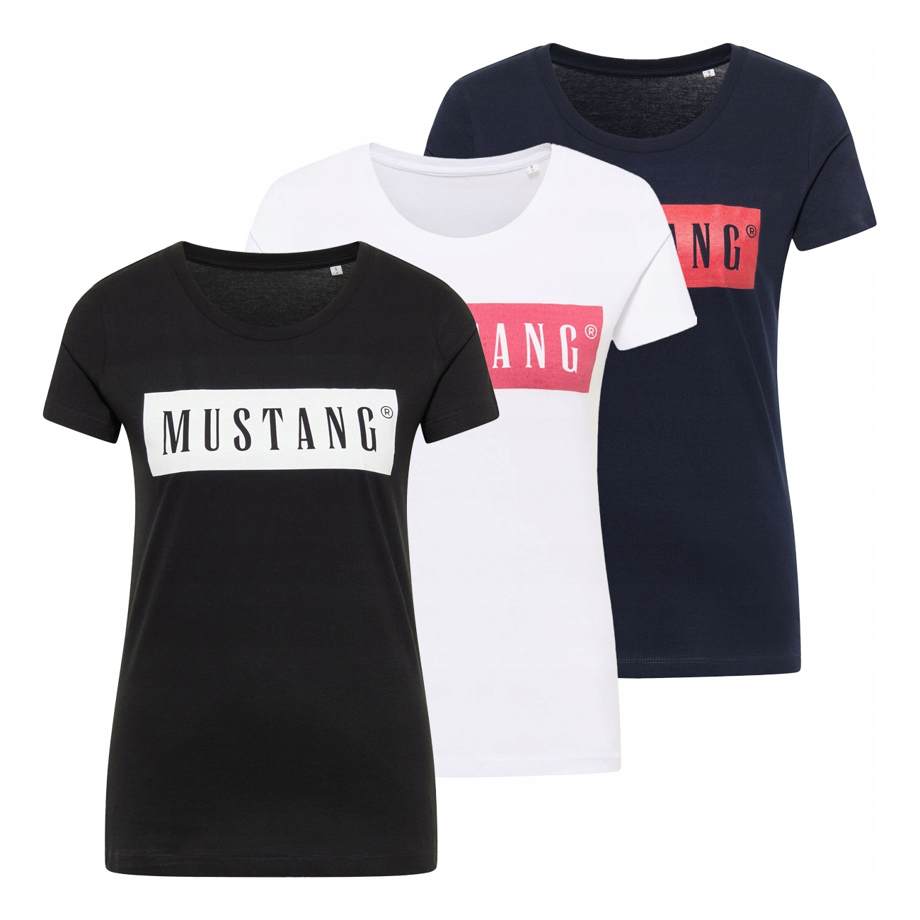 Mustang Alina C Logo Tee Dámské Trička 3Pak T-Shirt Sada Triček M