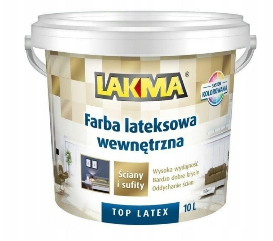 Barva Latexová emulze Bílá Matná Top Latex Lakma 10 L