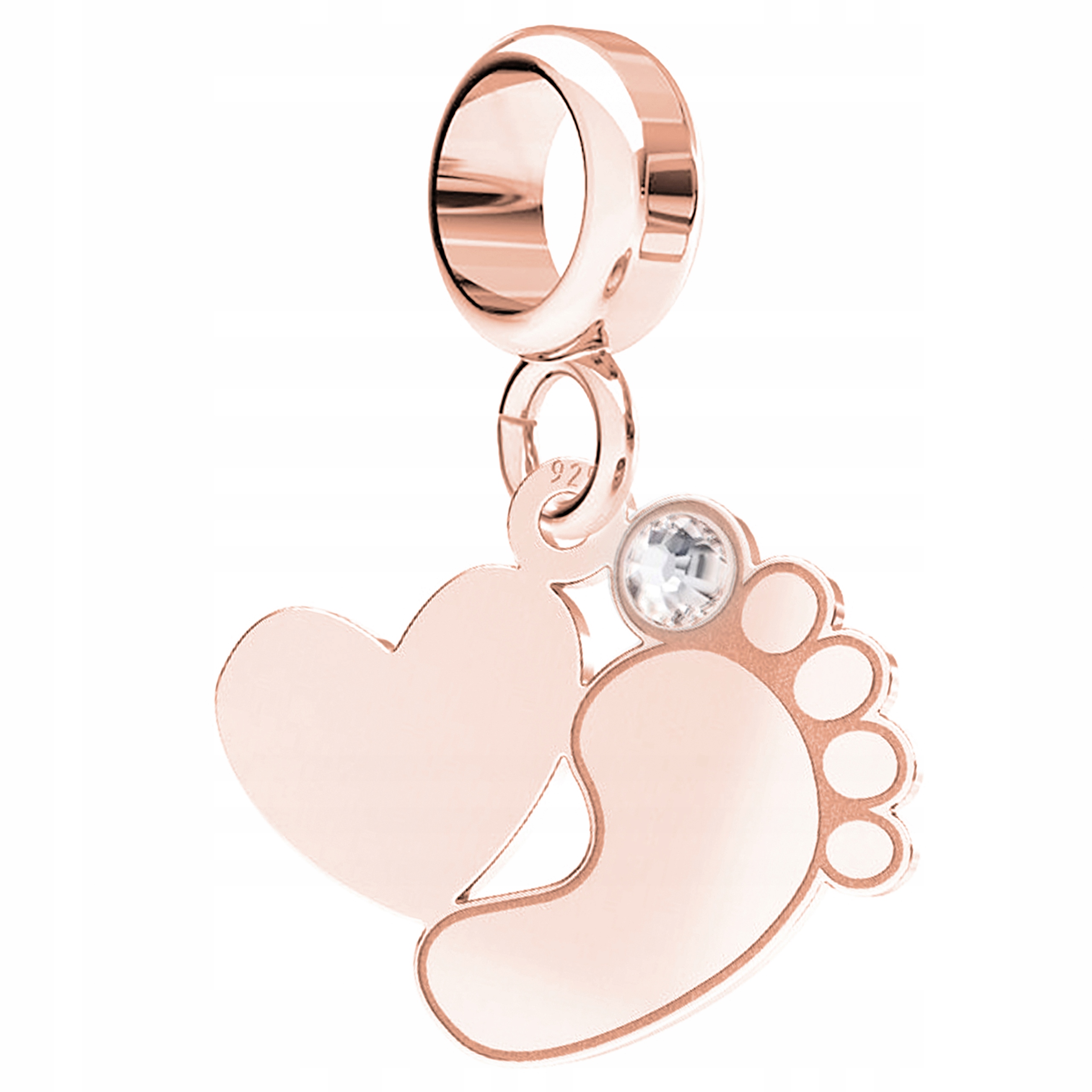 Charms Pozlacené srdce s dětskou nohou Family Stříbro 925