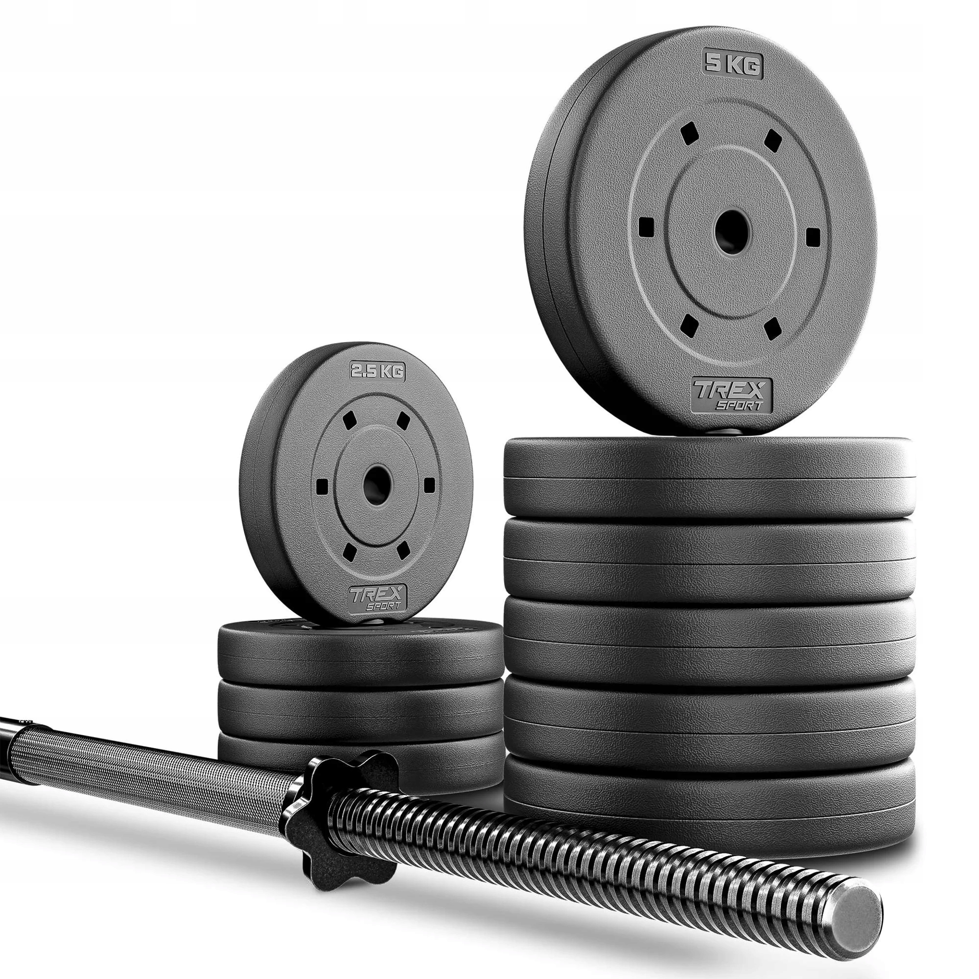 Zestaw obciążeń bitumicznych do ćwiczeń 46 kg gryf 150cm sztanga Trex Sport