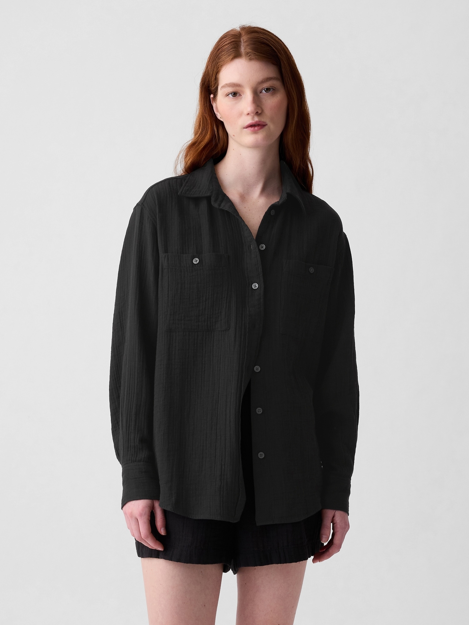 Gap Mušelínová košile oversize černá