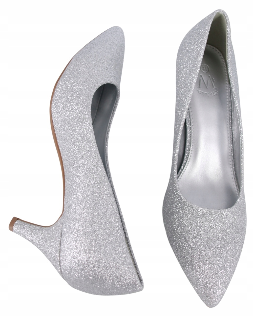Lodičky Na Nízkém Podpatku 7,5 CM Lodičky Třpytivé Boty Stříbrné Dámské 43
