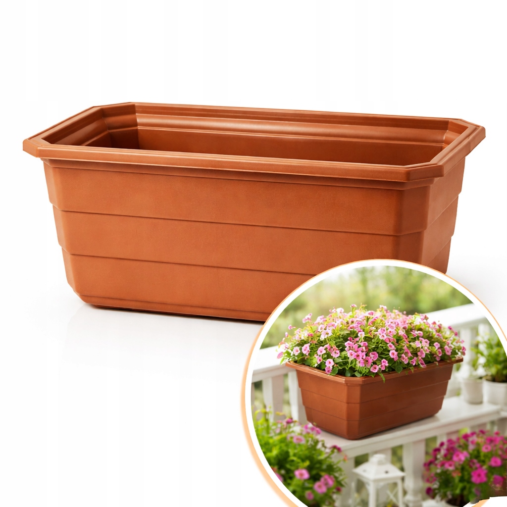 Skrzynka balkonowa 30 cm doniczka na kwiaty zioła brązowy jasny