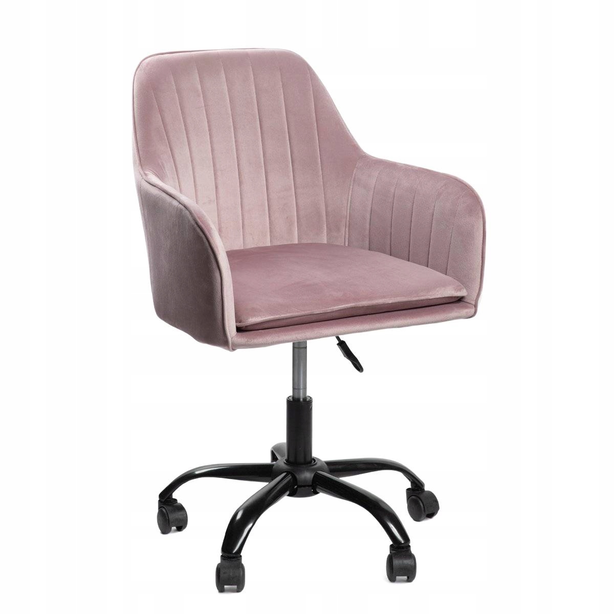 Fotel Teill welurowy obrotowy różowy 56x58x81-91 cm Homla