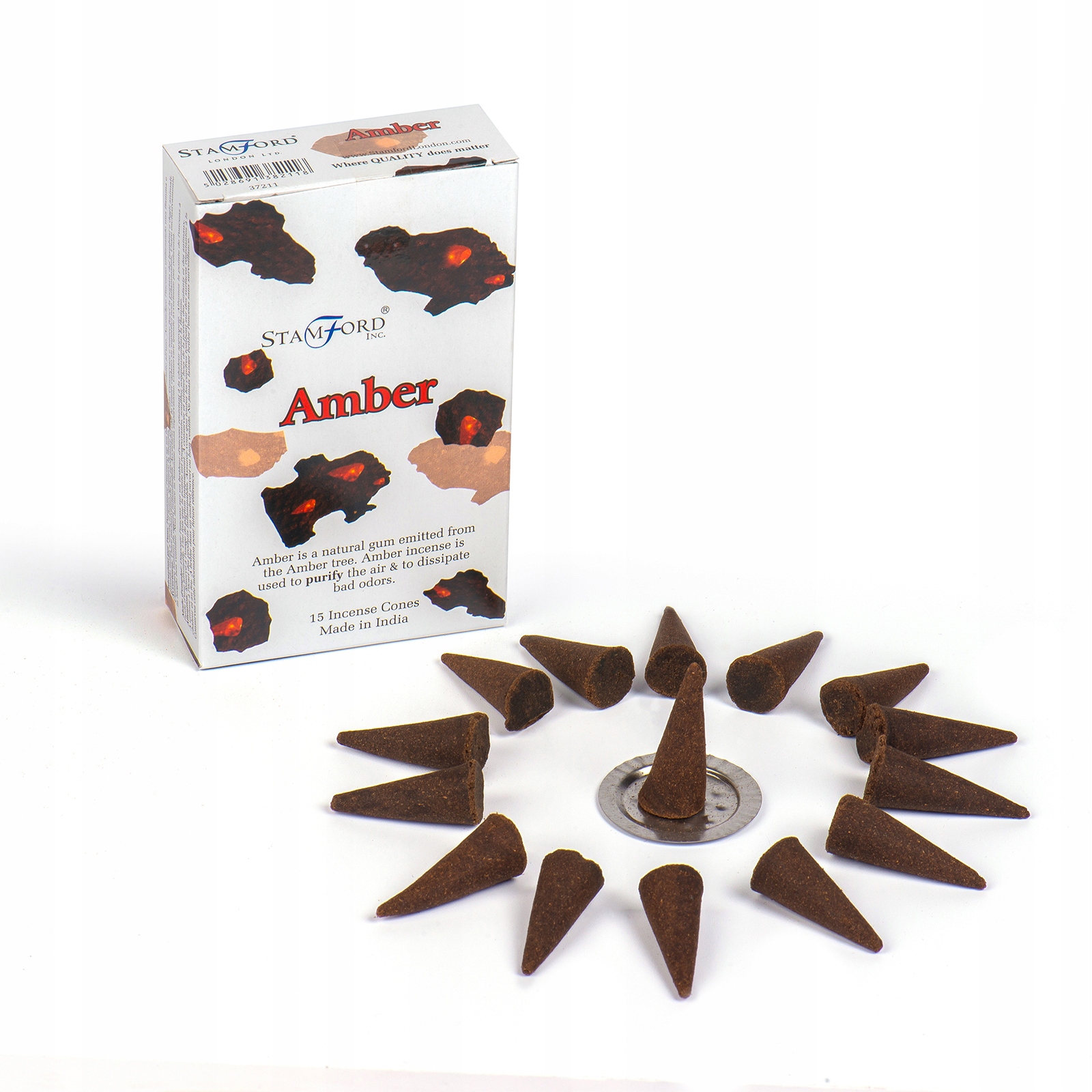 

Kadzidełka Amber Stamford Stożkowe 15 Sztuk