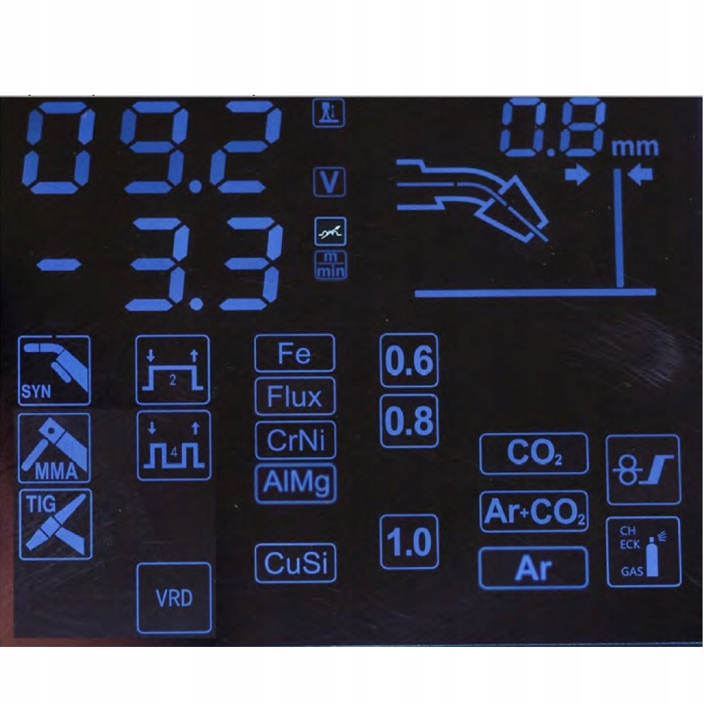 PÓŁAUTOMAT SPAWALNICZY MAGNUM MIG 209 AL SY 200A Średnica drutu (mm) 0,6-1,0