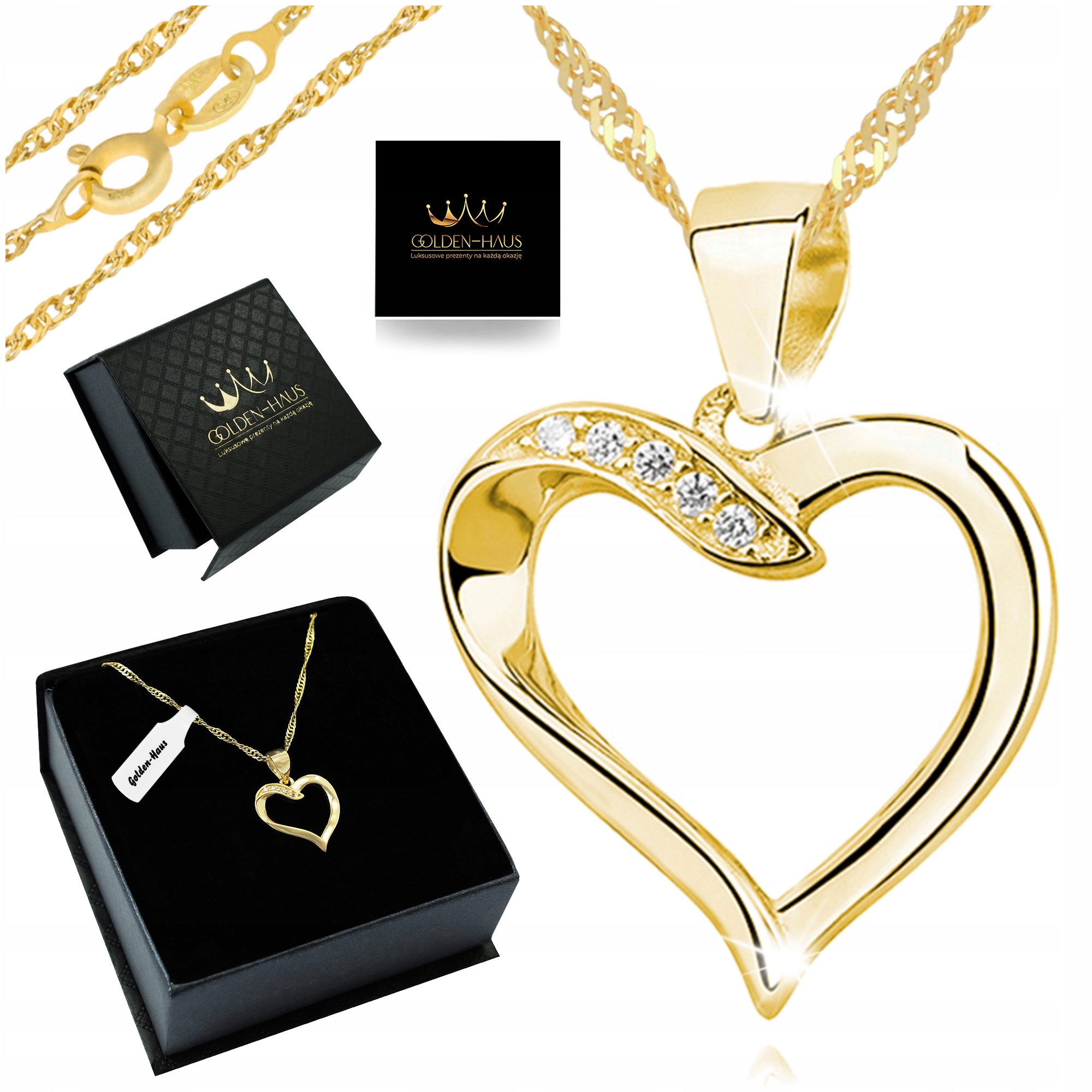 Krásný Řetízek Přívěšek Se Srdcemi 925/585 Dárek Pro Maminku A Babičku