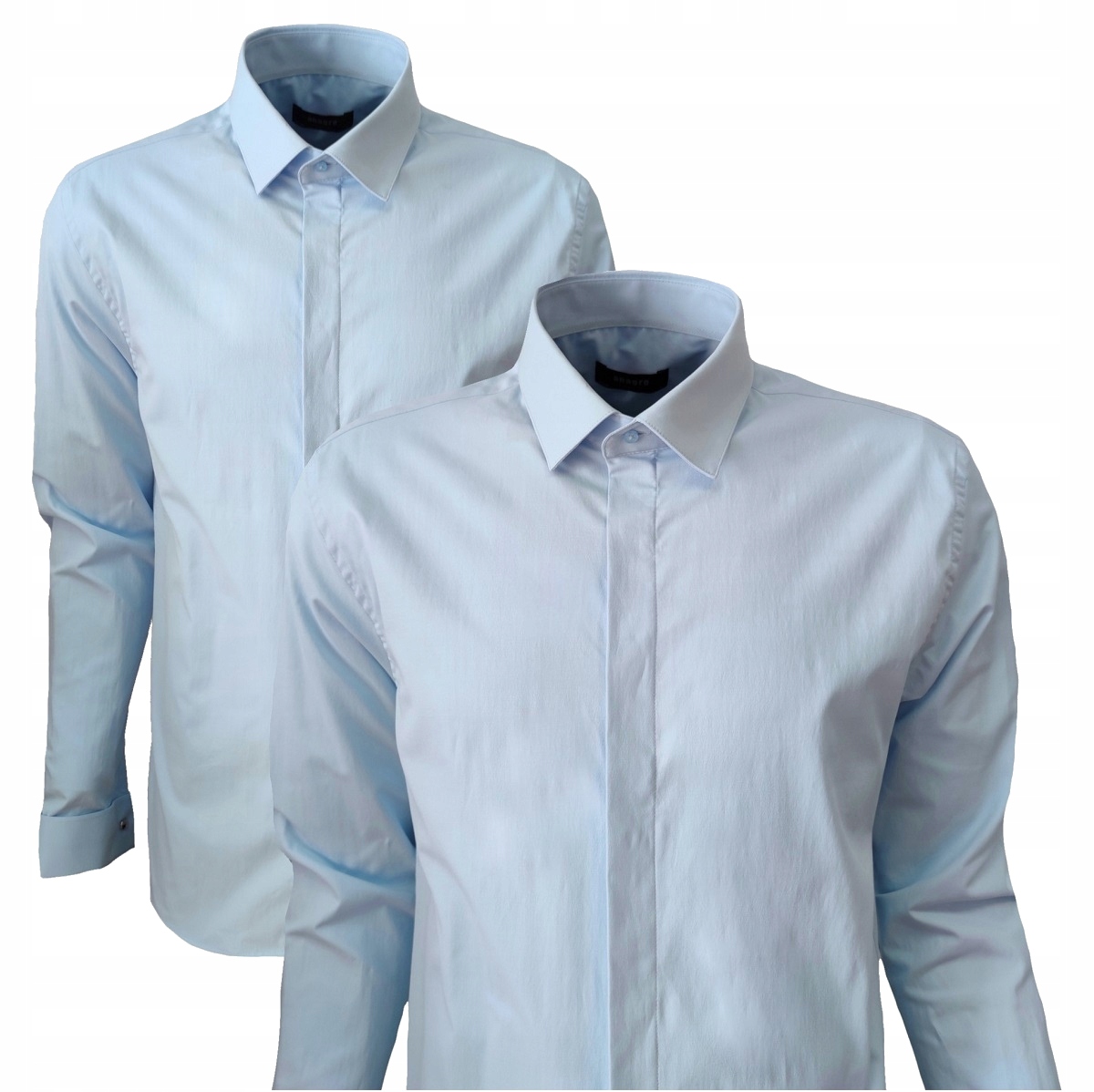 Pánská Košile Světle Modrá Casual S Sponkami 3XL