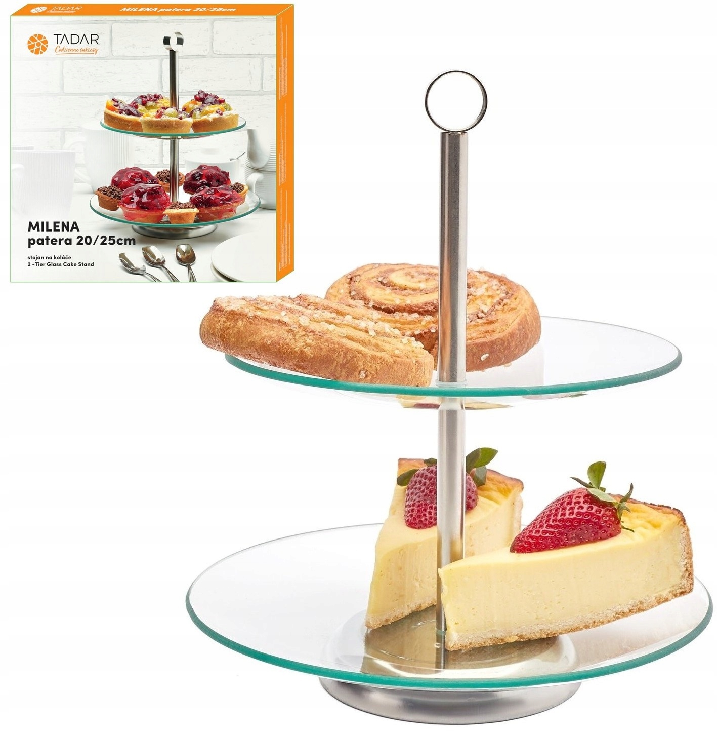 

Patera Szklana na Ciasto Tort 2 poziomy 20/25cm
