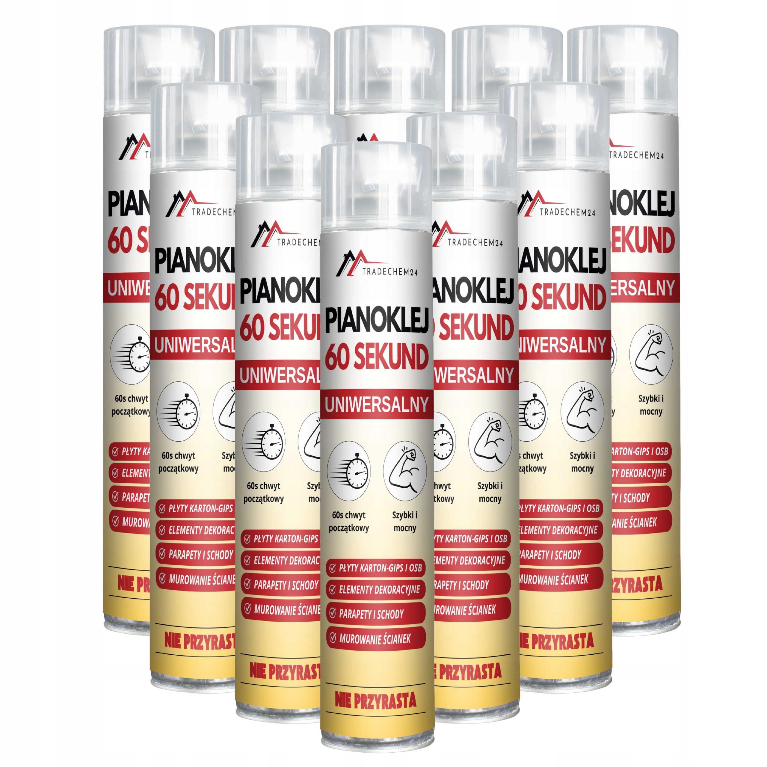 10 X Pěnové Lepidlo 60 Sekund Pěna Na Pistoli Na Parapety Osb Gk Desek