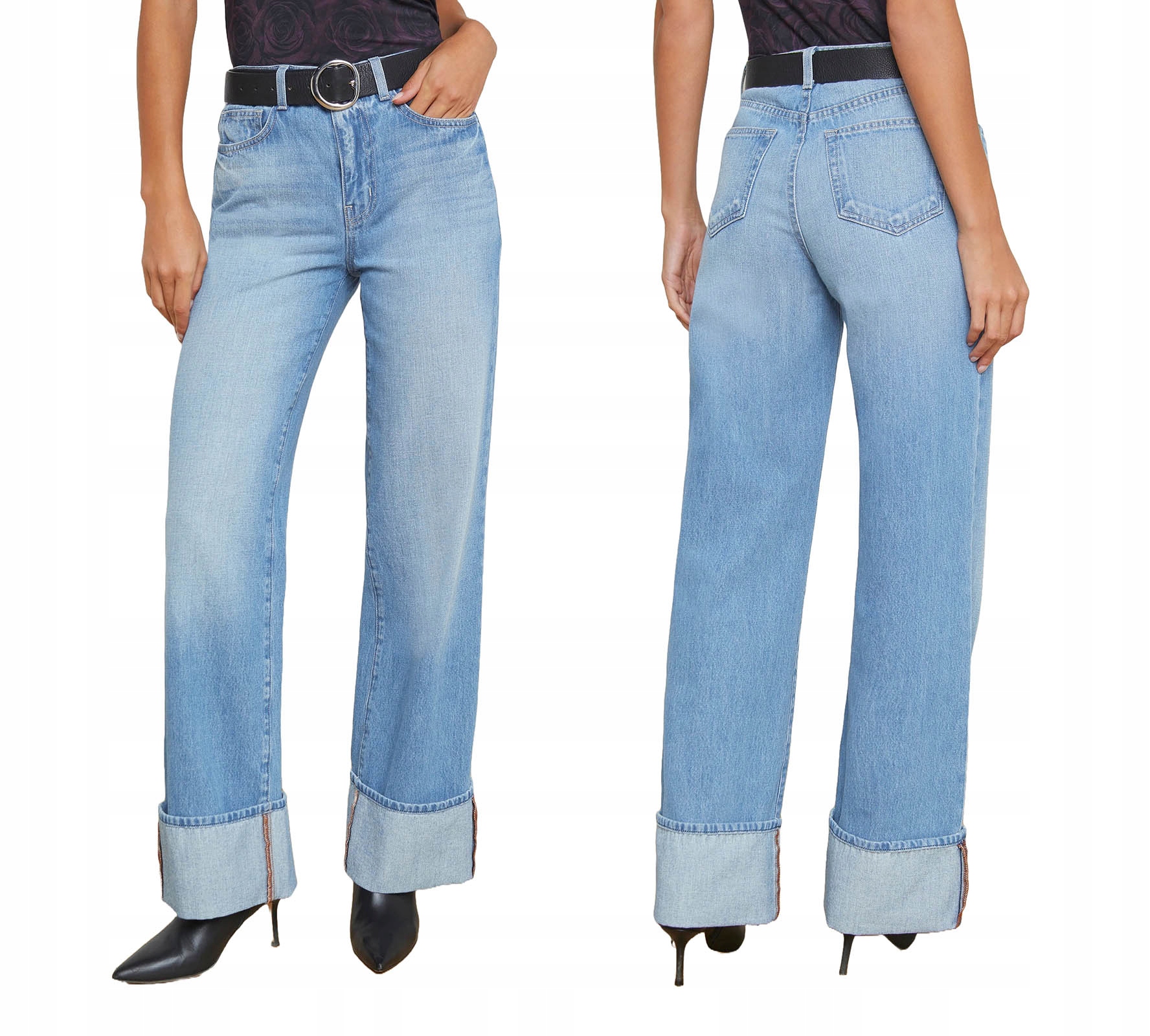 Švédské Kalhoty, Široké, Vyhrnuté Nohavice, Volné, Vyhrnuté, Jednoduché, Světlé Džíny