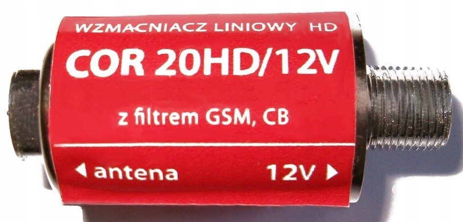 Wzmacniacz Sygnału DVB-T 20dB 12V na Kabel Wtyk F