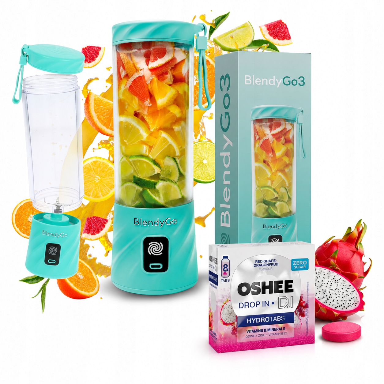 Originální mixér BlendyGo 3 Bezdrátový stolní Usb 550ml Hydrotabs