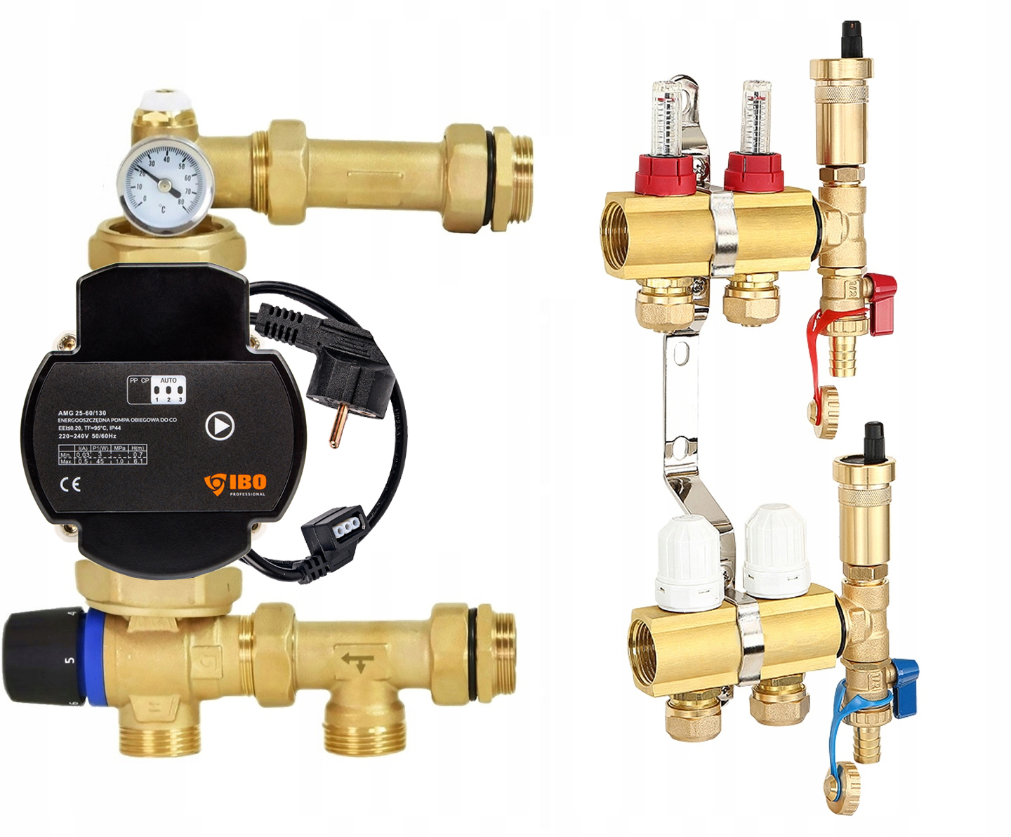 Rozdeľovač 2 Okruhy Podlahového Vykurovania Pre Podlahu, Čerpacia Skupina Ibo