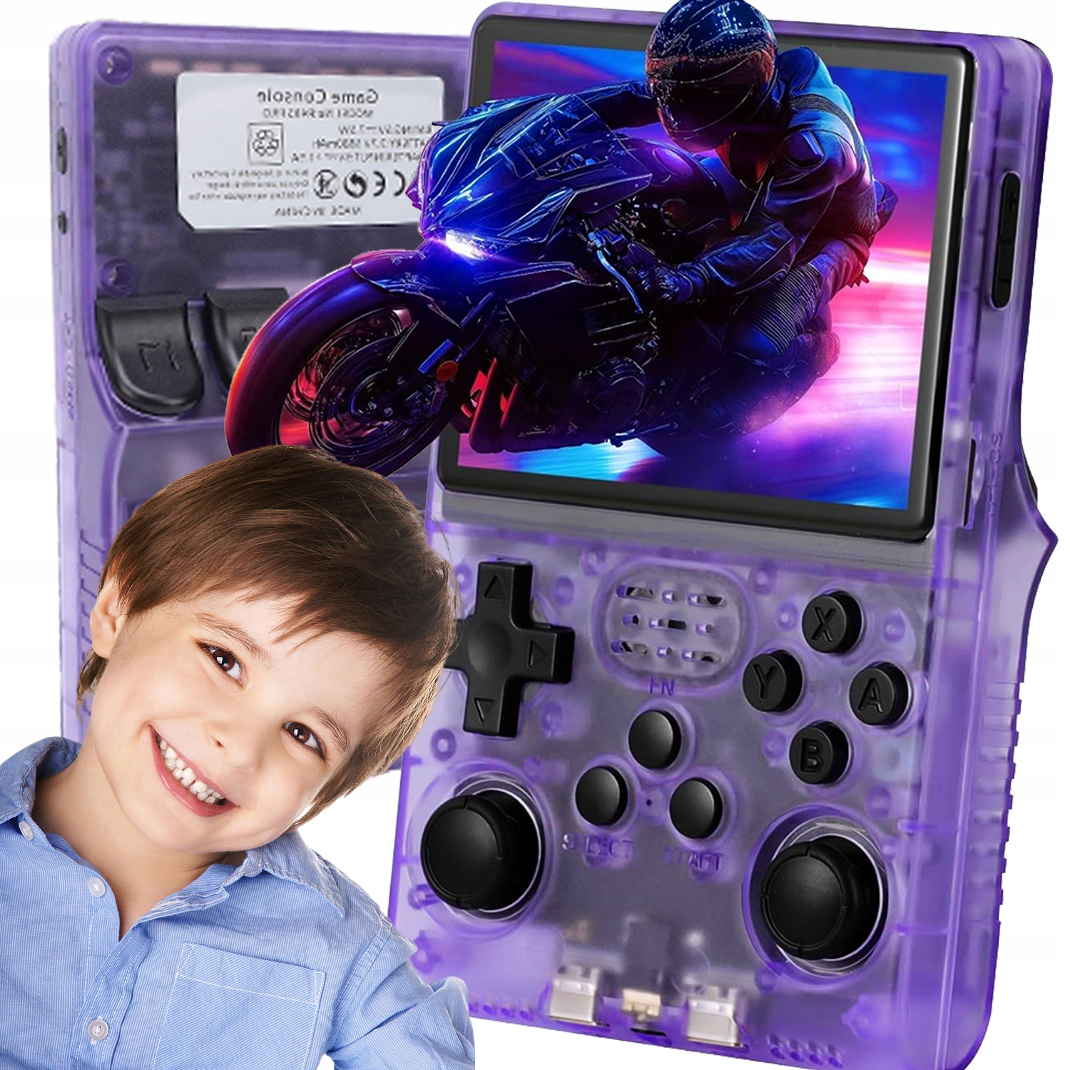 Przenośna Mobilna Konsola Do Gier Retro 30000GRY Linux 256GB Fioletowy 3.5"