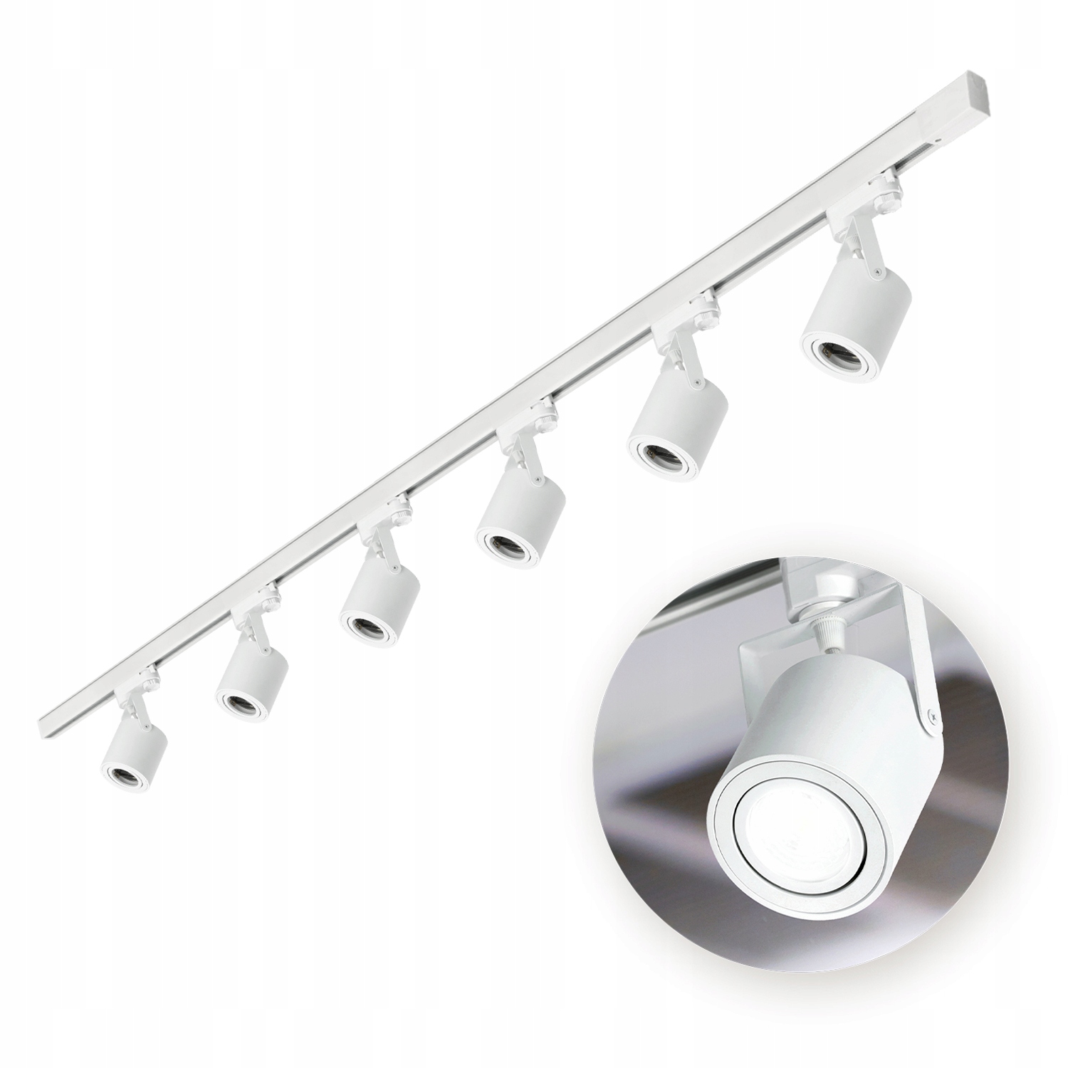 3-fázová kolejnicová sada Komplet 6x Svítidlo na GU10 kolejnice 2 m Bílá