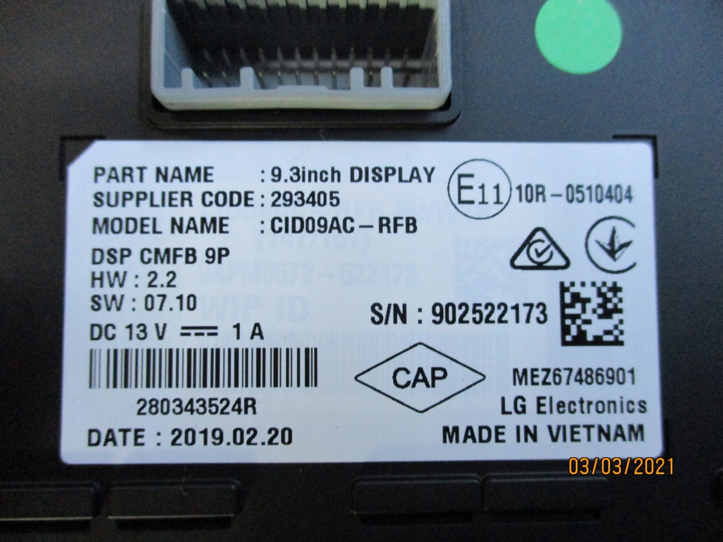 display DISPLAY RENAULT CLIO V 280343524R