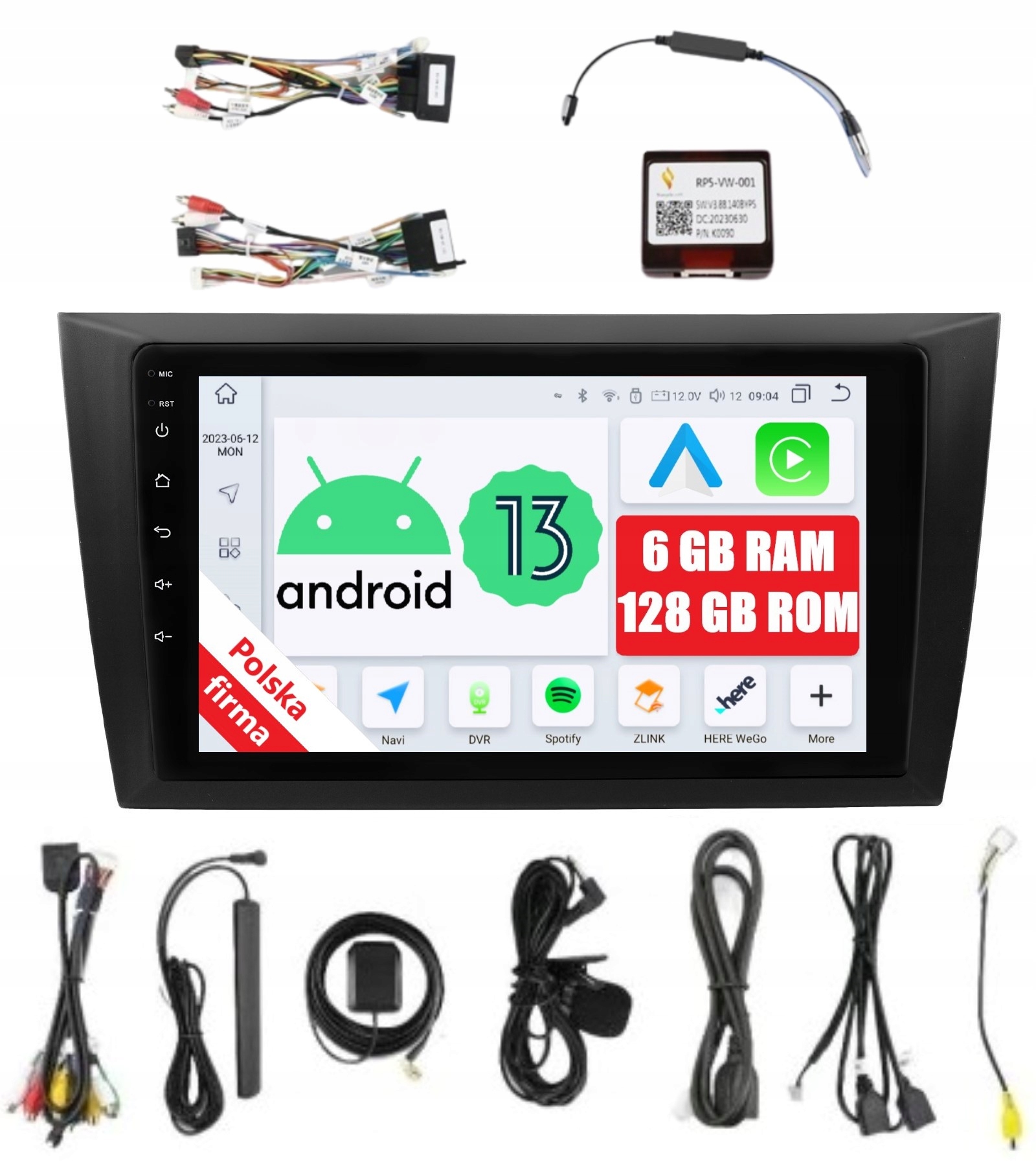 2DIN Rádiová Navigace Pro Android Volkswagen Golf VI 6 6/128 Gb Dsp Carplay Lte
