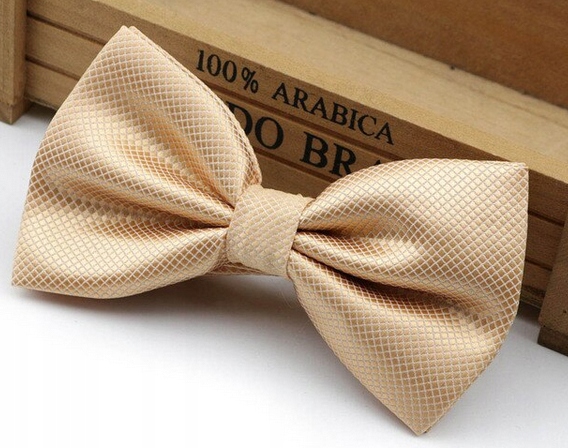 MUCHA MUSZKA MĘSKA DO GARNITURU--beżowa