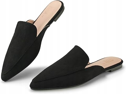 KLAPKI DAMSKIE WYGODNE ELEGANCKIE WSUWANE W SZPIC CZARNE 41