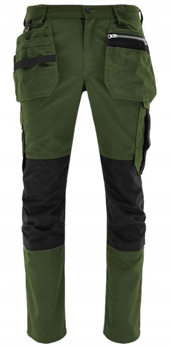 Spodnie Robocze Monterskie do Pasa Monter Oliwkowo-Czarne Sara r.46