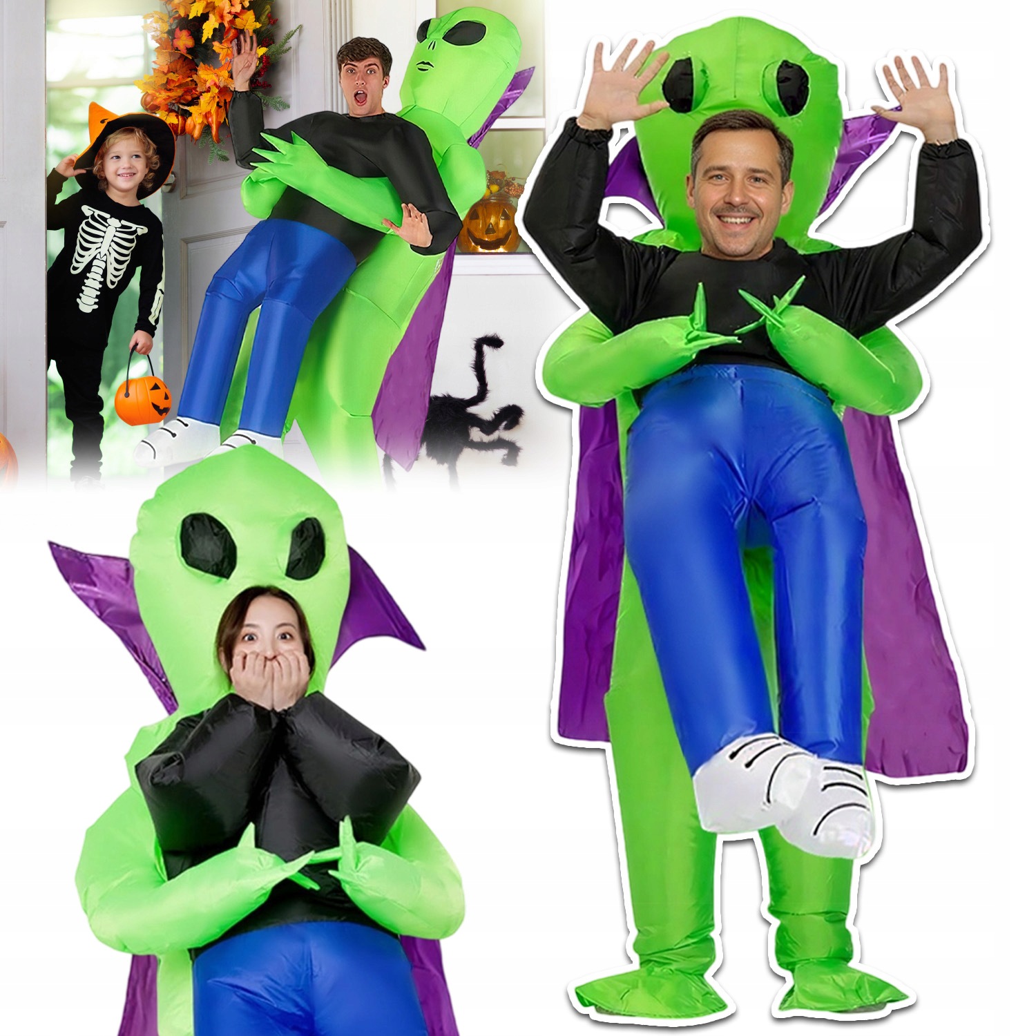 Kostým Alien Ufo Mimozemšťan Nafukovací Převlek Kostým Halloween Samonafukovací