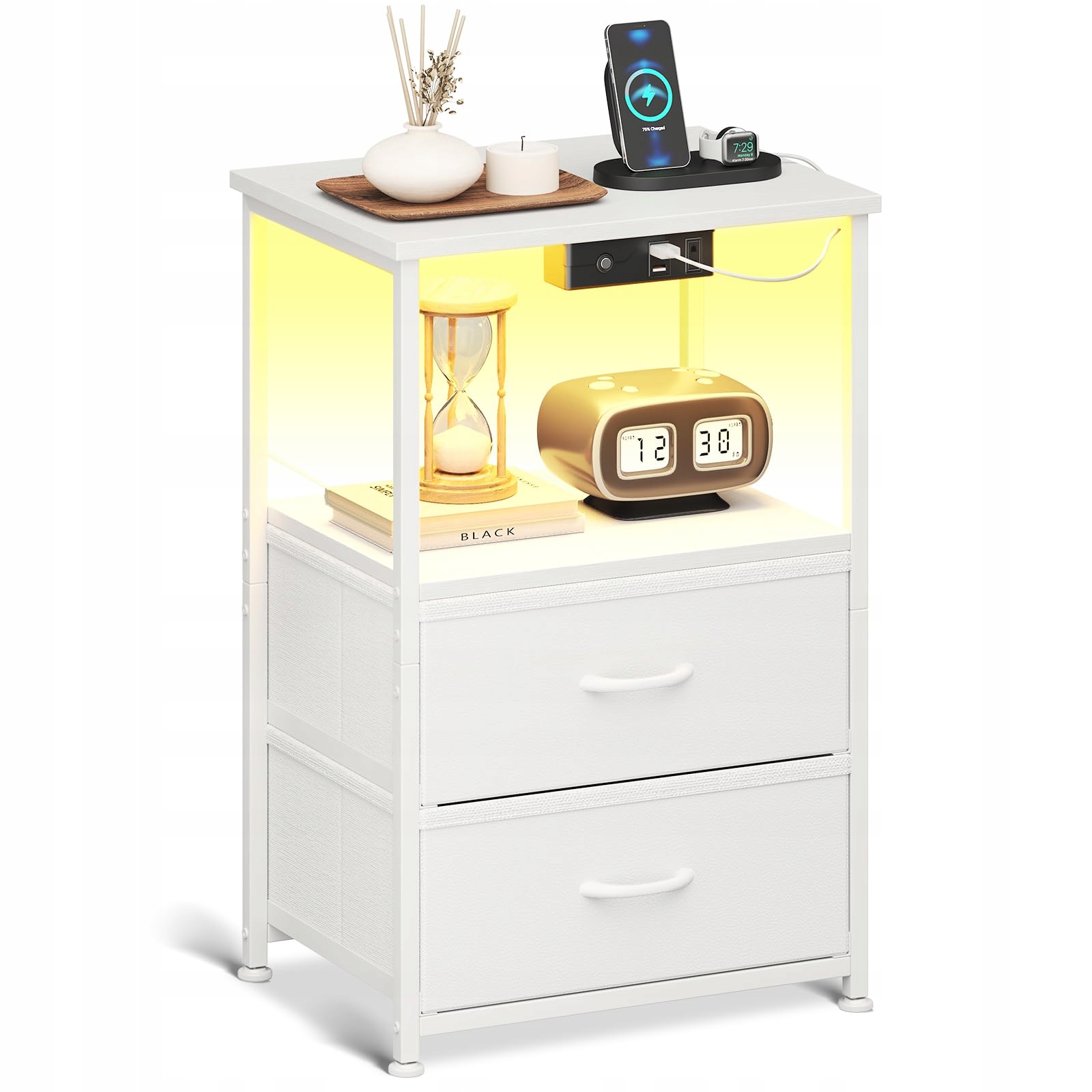 Coleshome Nočný stolík s funkciou nabíjania a Led diódami