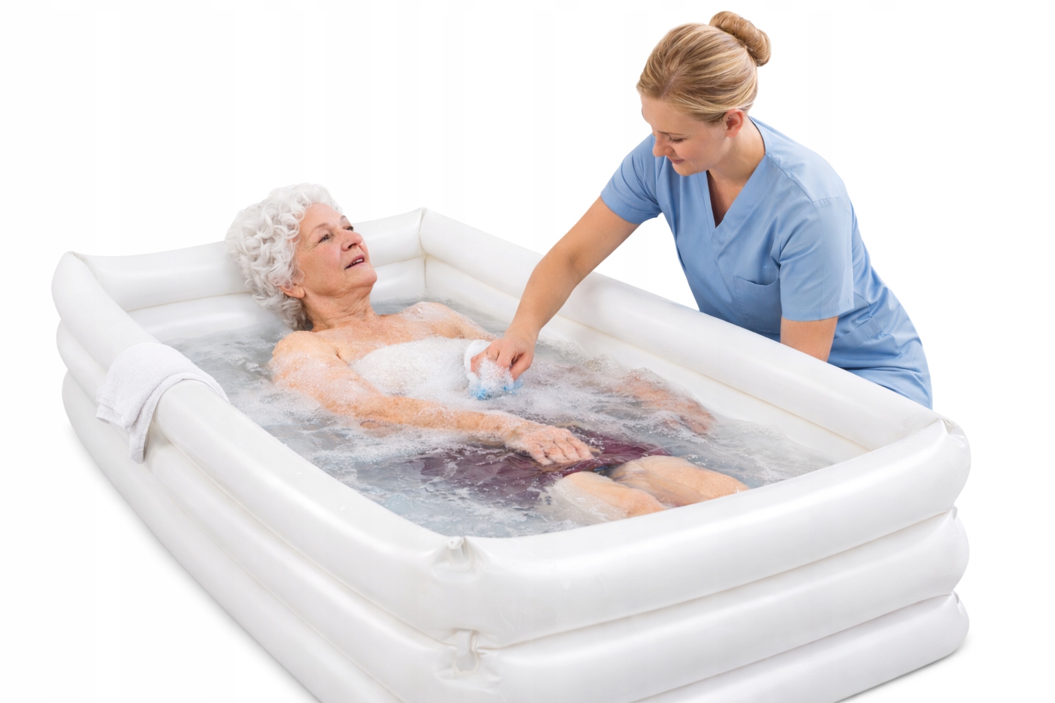 nafukovací vana pro mytí v posteli osob se zdravotním postižením, přenosná
