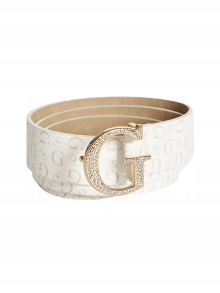 Guess pásek Rhinestone G Logo bílý s logem S
