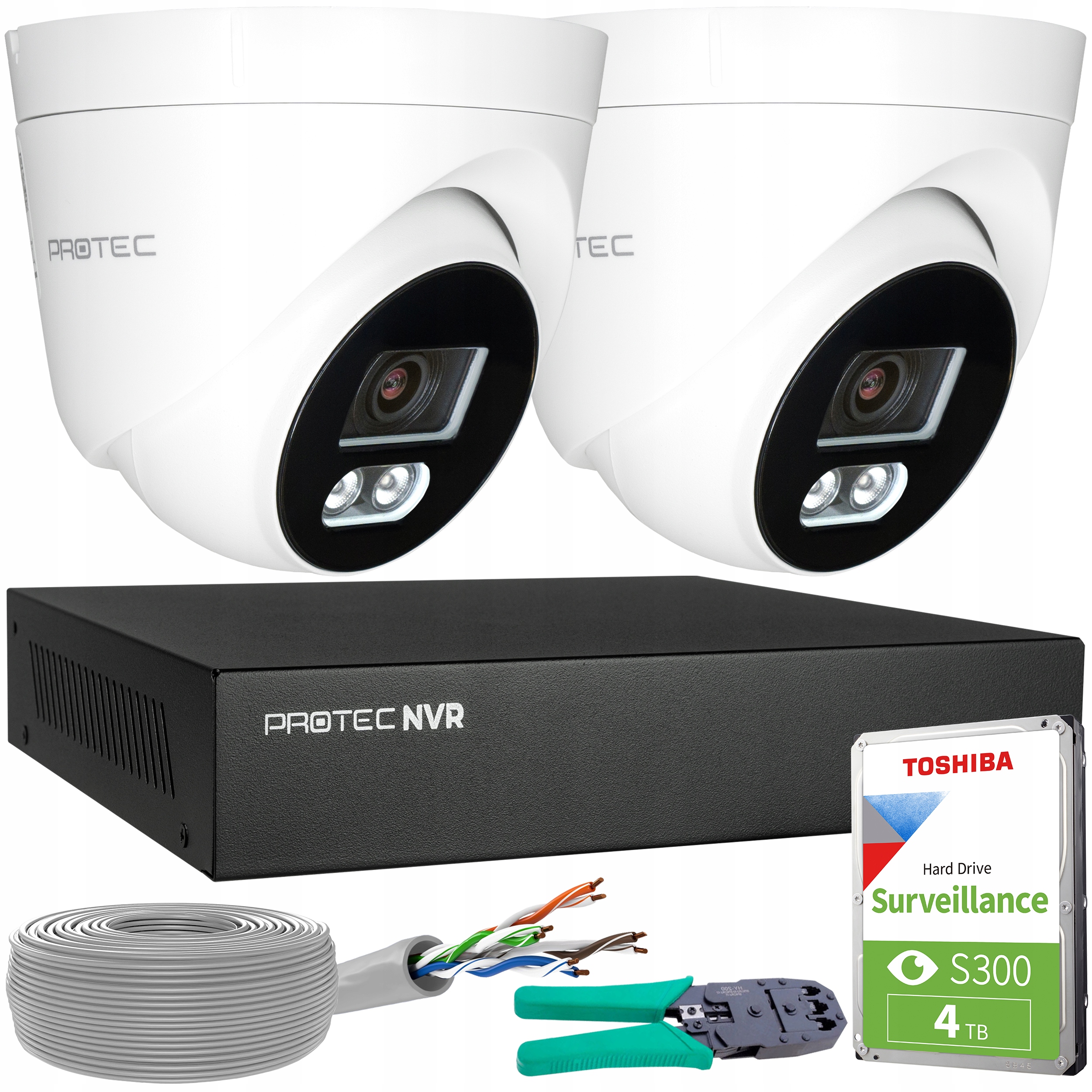 Monitorovací sada 2 kamer Ip 8MP 4K Poe Detekce osob Hdd 4TB