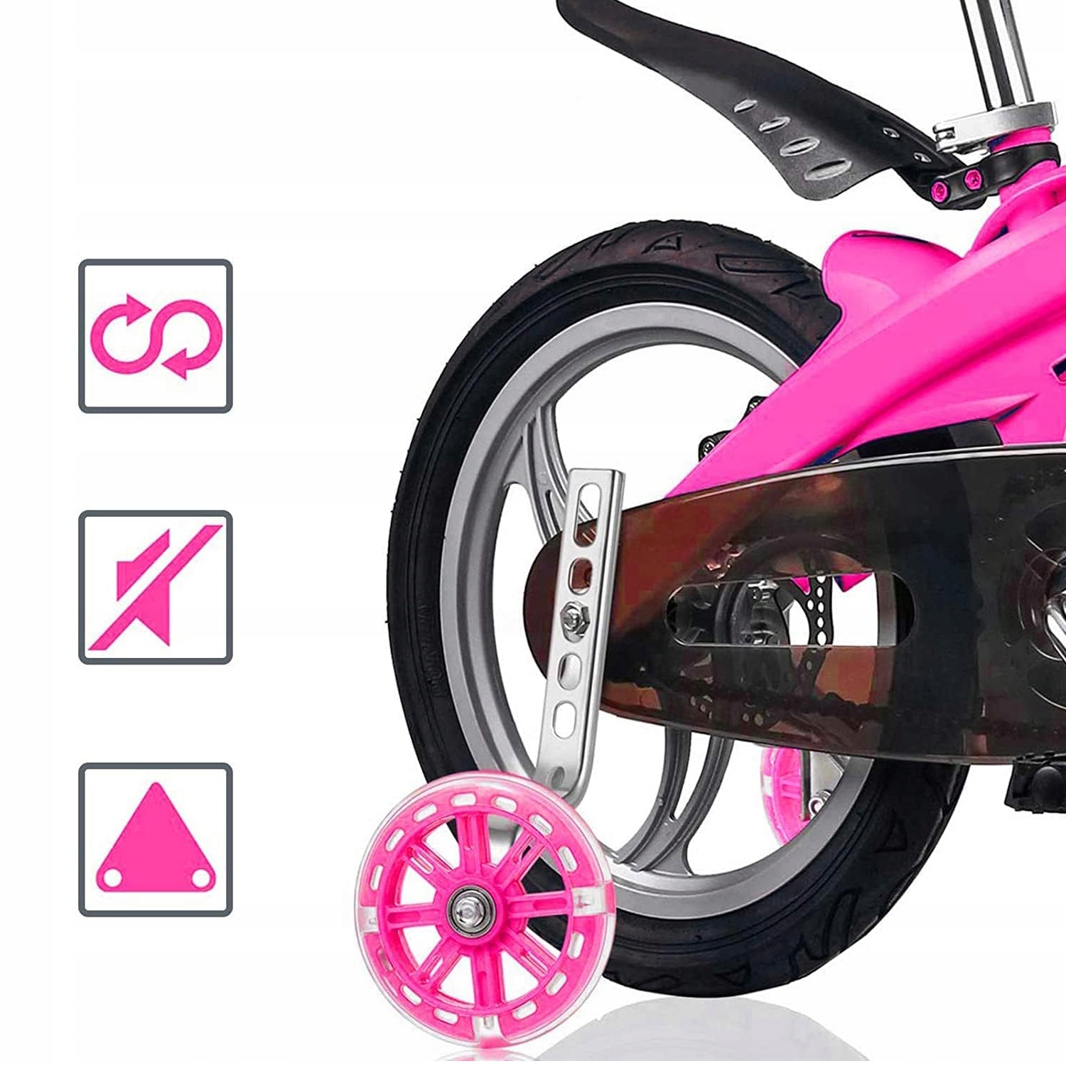 KÓŁKA PODPOROWE BOCZNE DO ROWERU 12-20" LED ŚWIECĄCE KOLOROWE RÓŻOWE Stan opakowania oryginalne