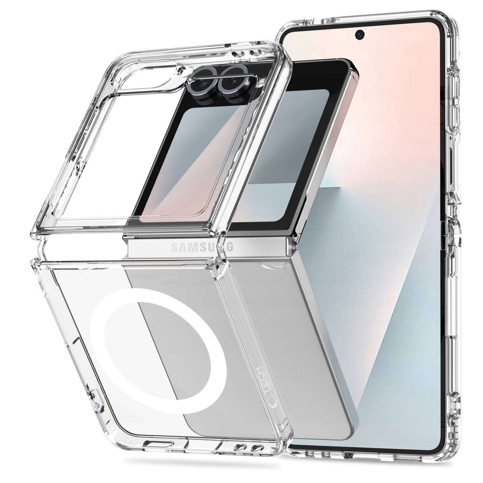 Tech- Protect Flexair Hybrid MagSafe Galaxy z Flip 6 7 Fe Clear Tech-
