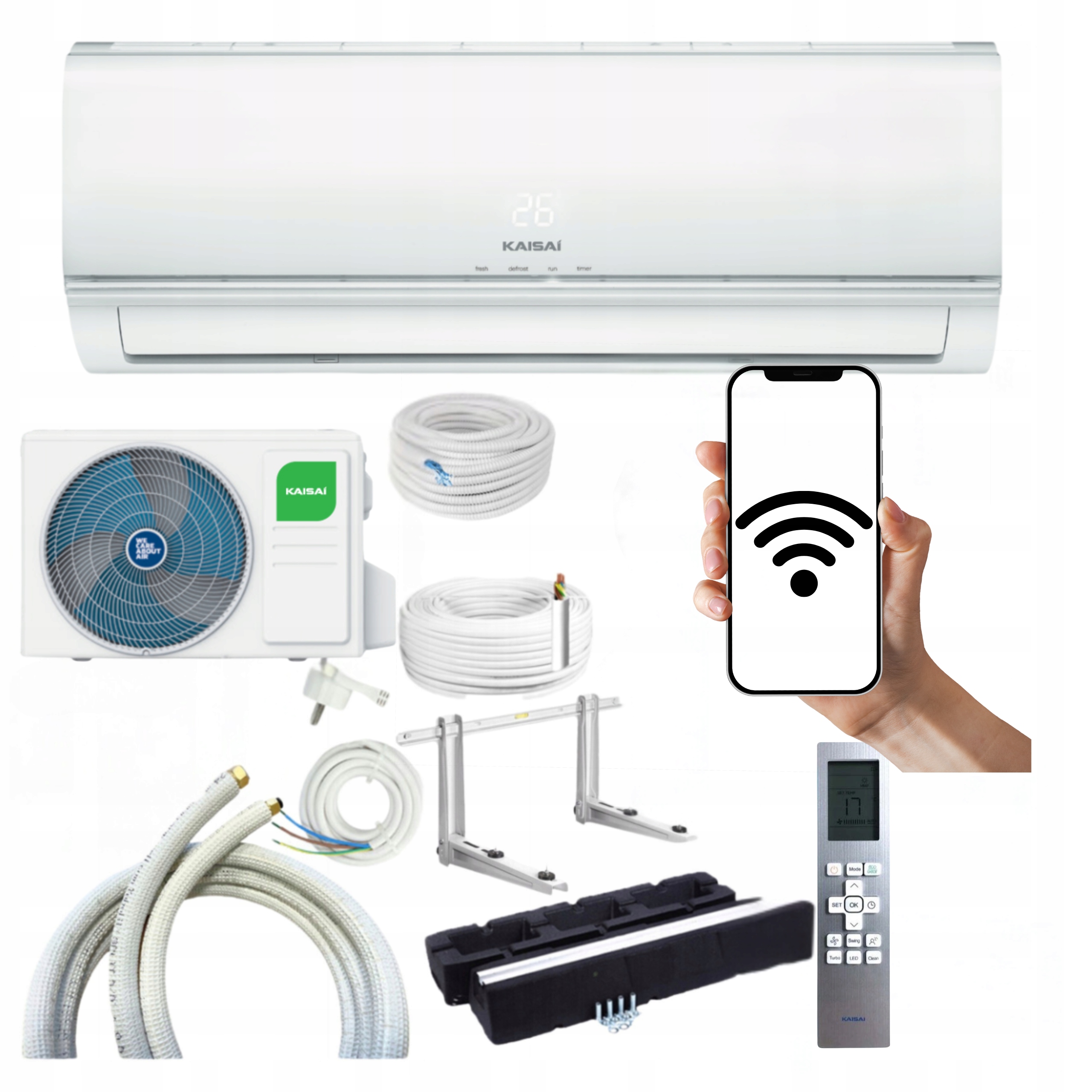 Nástěnný klimatizátor Kaisai Eco 3,5 kW WiFi Hotový Montážní Set Topení