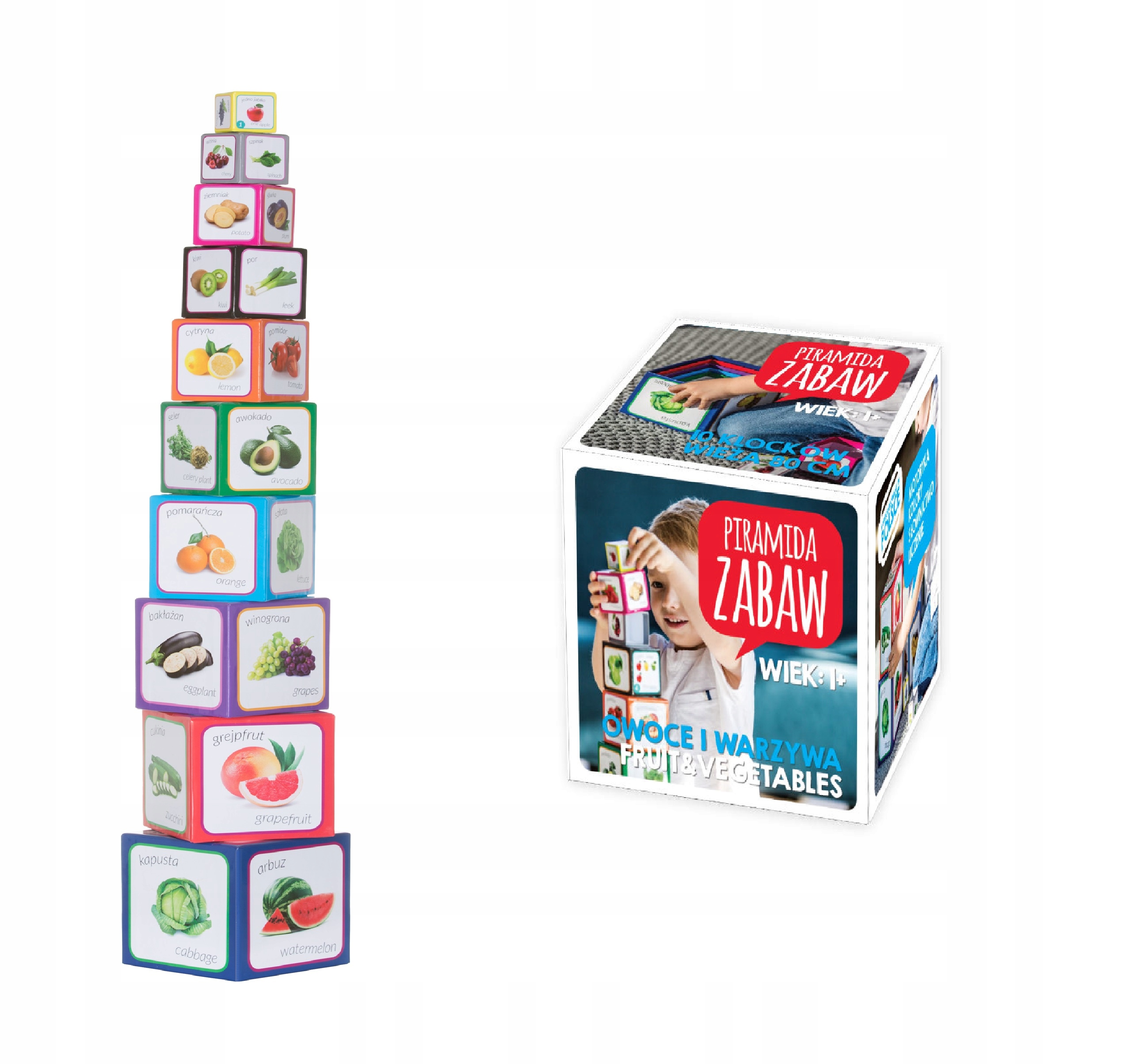 PIRAMIDA ZABAW KLOCKI WIEŻA EDUKACYJNA OWOCE Kod producenta PZ-02