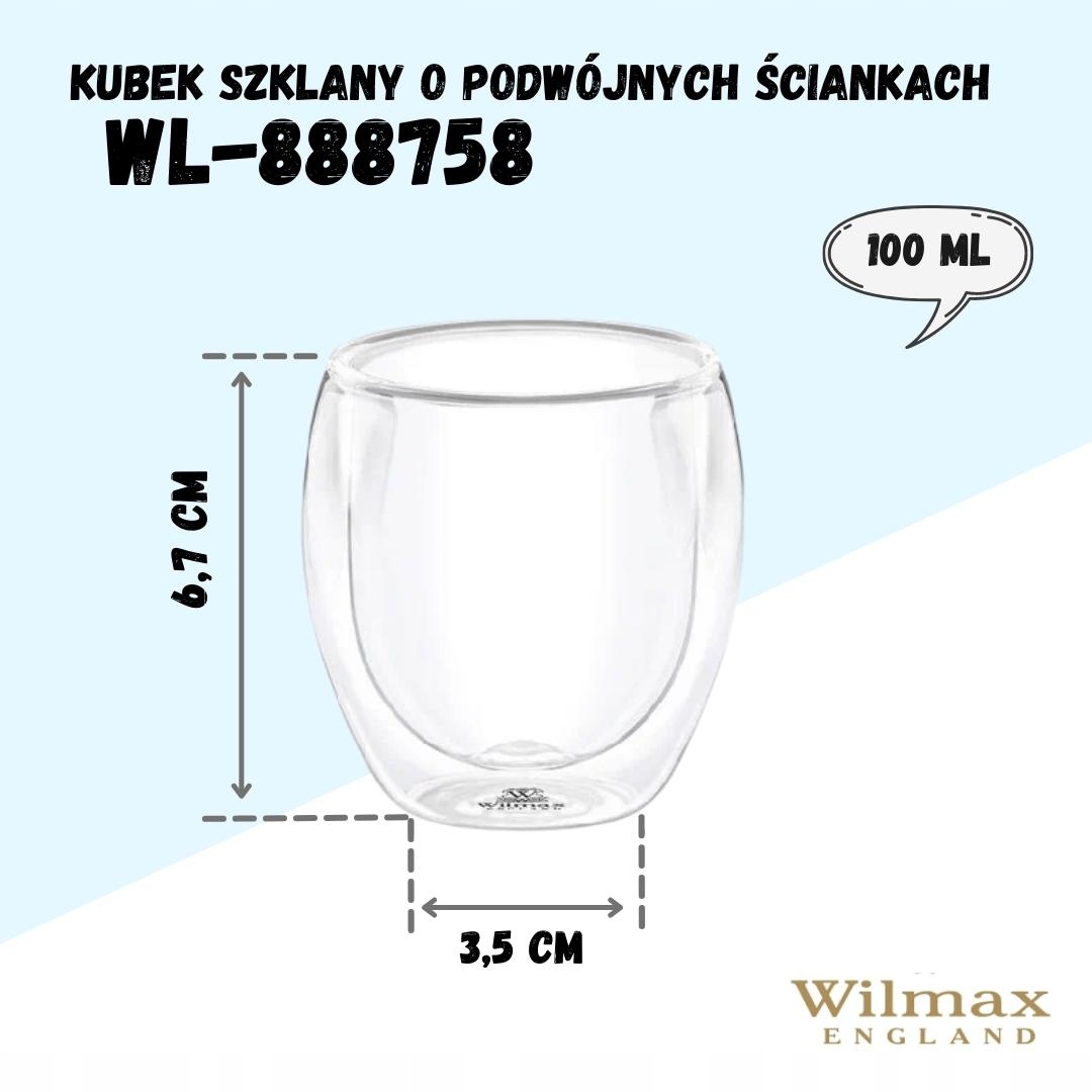 WILMAX Termo Szklanka - podwójne ścianki 100 ml Pojemność 100 ml