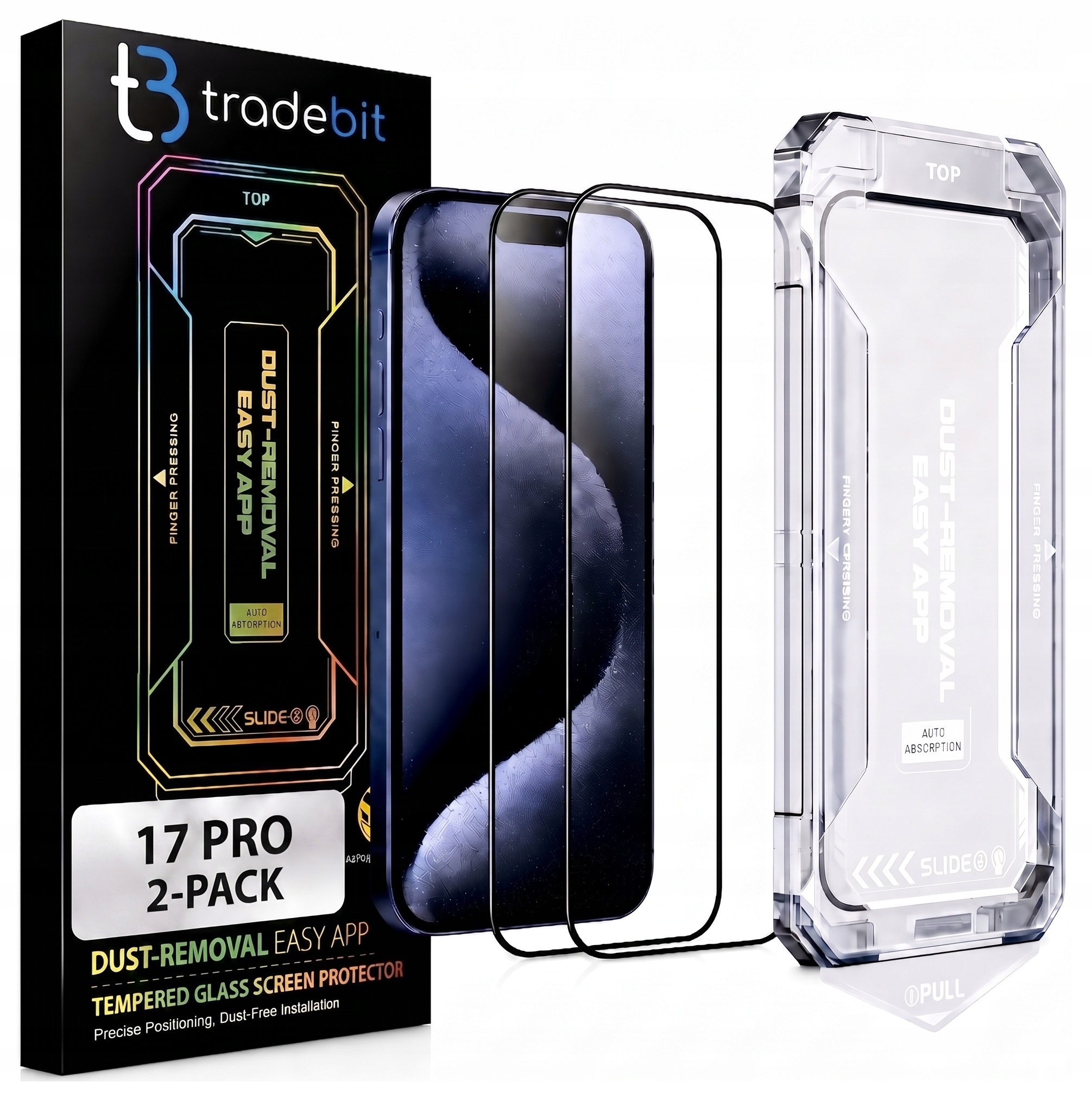4x Tvrzené sklo s aplikátorem pro Apple iPhone 17 18 Pro Easy App 2-balení