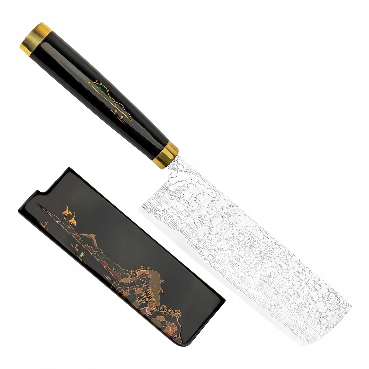 Takeshi Saji Art Fuji On Lake Kuty R-2 Japonský nôž Nakiri 17 cm a Saya